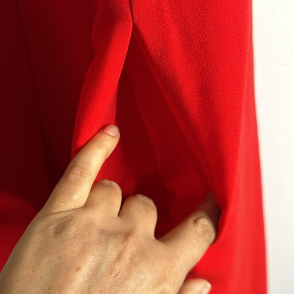 Banana Republic red halter neck wide leg pleated jumpsuit size 14 - Picture 4 of 10